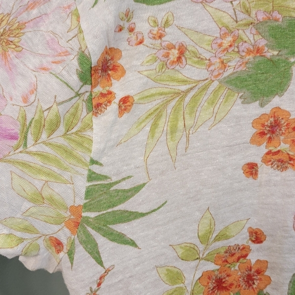 J.Jill Love Linen Womens Floral Coastal Beachy Lightweight Top Size XL - Picture 11 of 11